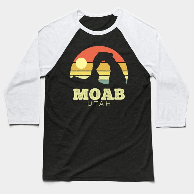 Moab Utah Arches Vintage Sunset Baseball T-Shirt by DetourShirts